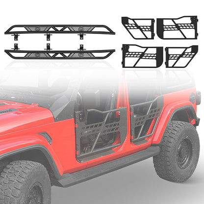 4-Door Running Boards & Tubular Half Doors Combo for 2020-2023 Jeep Gladiator  - LandShaker 4x4 LSG.3009+7000 1