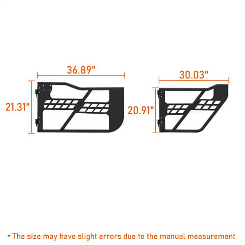 Jeep JT 4-Door Side Steps & Tubular Half Doors for 2020-2023 Jeep Gladiator - LandShaker 4x4 LSG.3009+7001 17