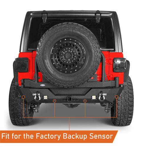 Rear Bumper w/ 2 Gasoline Fuel Cans & Tire Carrier For 2018-2025 Jeep Wrangler JL  - LandShaker