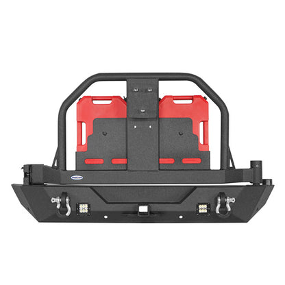 Rear Bumper w/ 2 Gasoline Fuel Cans & Tire Carrier For 2018-2025 Jeep Wrangler JL  - LandShaker