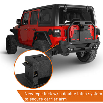 Rear Bumper w/ 2 Gasoline Fuel Cans & Tire Carrier For 2018-2025 Jeep Wrangler JL  - LandShaker