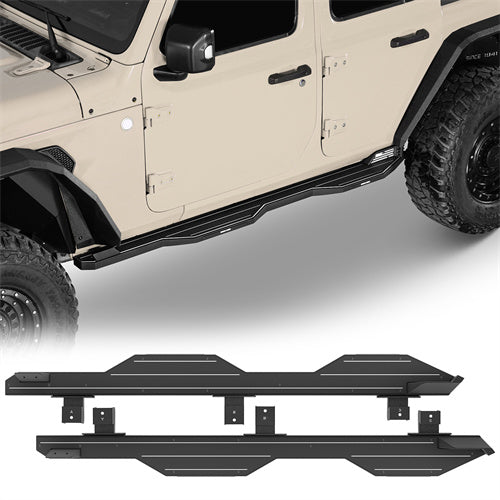 Aftermarket Aluminum Side Step Bars For 2018-2025 Jeep Wrangler JL 4-Door - LandShaker4x4