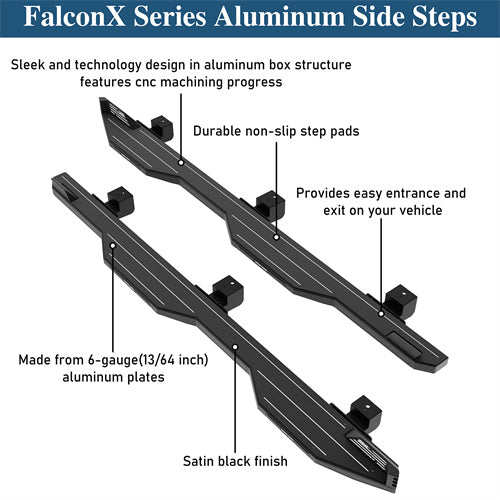 Aftermarket Aluminum Side Step Bars For 2018-2025 Jeep Wrangler JL 4-Door - LandShaker4x4