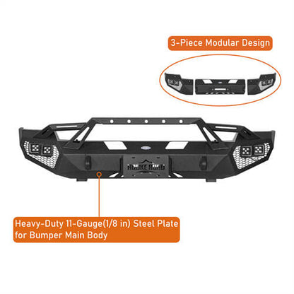 Aftermarket Front Bumper w/ LED Lights For 2003-2005 Ram 2500 - LandShaker-lsg6466-7