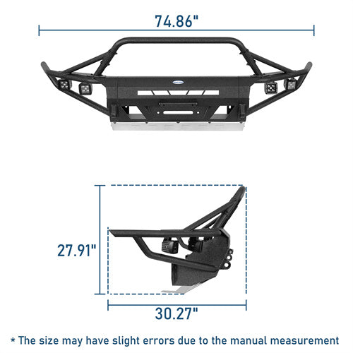 Aftermarket Tube Front Bumper w/ 4 LED Spot Lights For 2016-2023 Toyota Tacoma 3rd Gen - LandShaker4x4