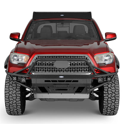 Aftermarket Tube Front Bumper w/ 4 LED Spot Lights For 2016-2023 Toyota Tacoma 3rd Gen - LandShaker4x4