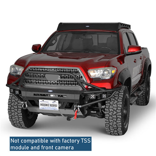 Aftermarket Tube Front Bumper w/ 4 LED Spot Lights For 2016-2023 Toyota Tacoma 3rd Gen - LandShaker4x4