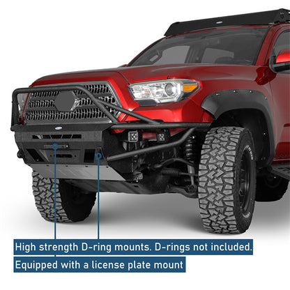 Aftermarket Tube Front Bumper w/ 4 LED Spot Lights For 2016-2023 Toyota Tacoma 3rd Gen - LandShaker4x4