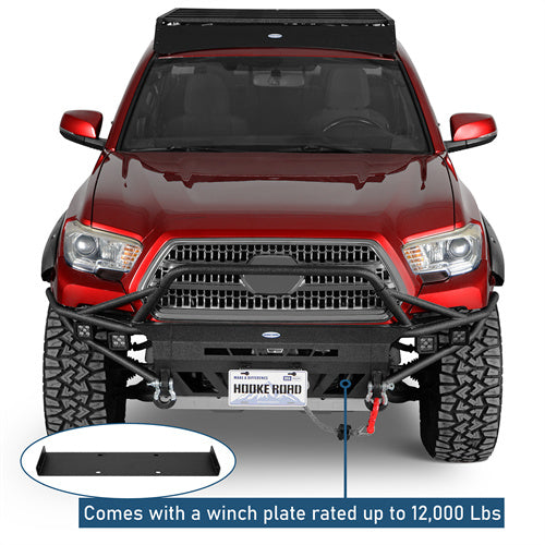 Aftermarket Tube Front Bumper w/ 4 LED Spot Lights For 2016-2023 Toyota Tacoma 3rd Gen - LandShaker4x4