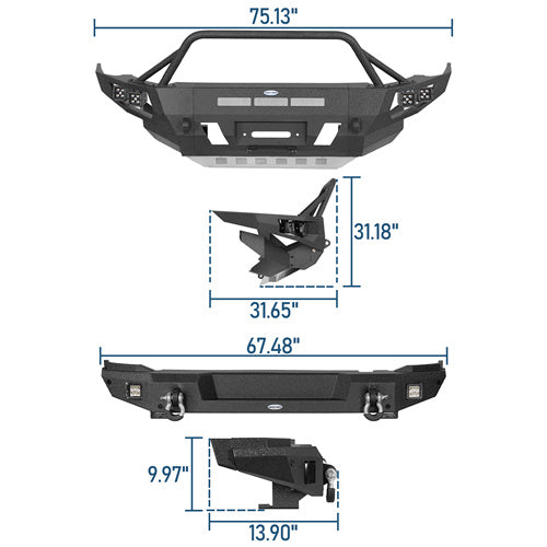 Aftermarket Front & Rear Bumper For 2021-2024 Ford Bronco (Excluding Raptor) - LandShaker4x4