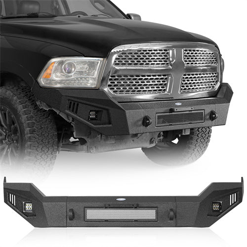 LandShaker Aftermarket Full Width Front Bumper w/ LED Spotlights for 2013-2018 Ram 1500, Excluding Rebel lsg6021s 1