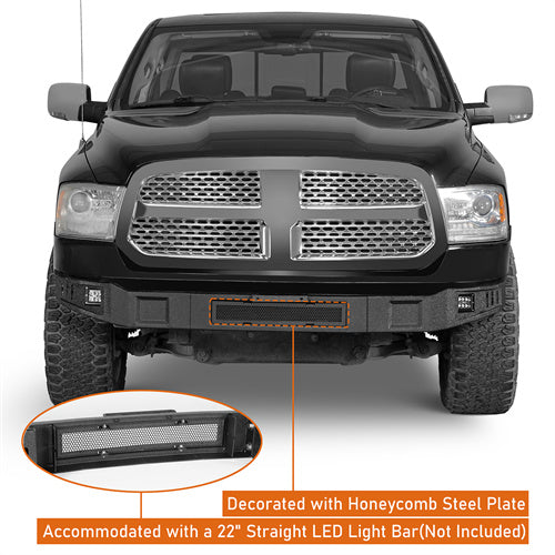 LandShaker Aftermarket Full Width Front Bumper w/ LED Spotlights for 2013-2018 Ram 1500, Excluding Rebel lsg6026s 11