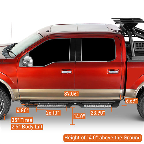 Aftermarket Side Step Bars For 2015-2024 Ford F-150 SuperCrew & 2017-2024 F-250 F-350 Crew Cab - LandShaker4x4