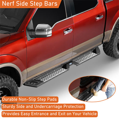 Aftermarket Side Step Bars For 2015-2024 Ford F-150 SuperCrew & 2017-2024 F-250 F-350 Crew Cab - LandShaker4x4