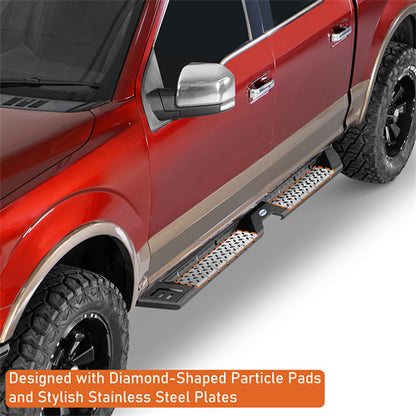 Aftermarket Side Step Bars For 2015-2024 Ford F-150 SuperCrew & 2017-2024 F-250 F-350 Crew Cab - LandShaker4x4