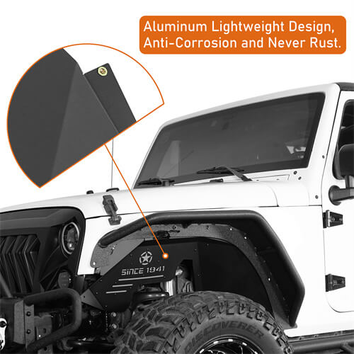 Aluminum Front Inner Fender Liners For 2007-2018 Jeep Wrangler JK -LandShaker