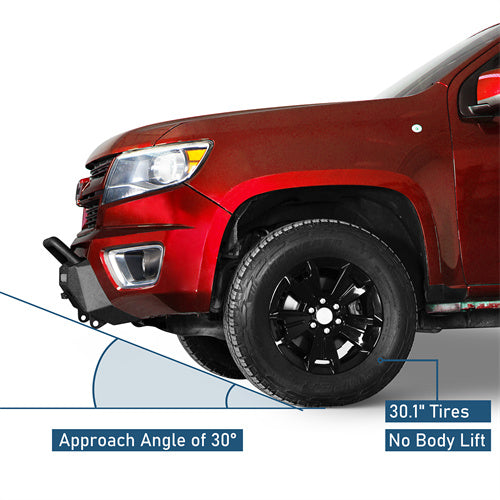 Blink Stubby Front Bumper w/ & LED Spotlight Bar For 2015-2020 Chevy Colorado (Excluding ZR2 Models) - LandShaker4x4