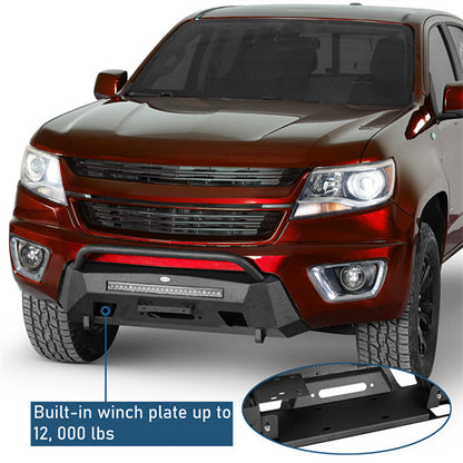 Blink Stubby Front Bumper w/ & LED Spotlight Bar For 2015-2020 Chevy Colorado (Excluding ZR2 Models) - LandShaker4x4