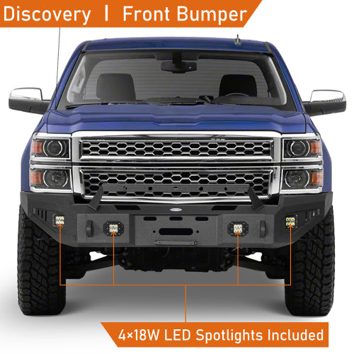 LandShaker Chevy Silverado 1500 Front Bumper w/ Winch Plate & LED Spotlights for 2014-2015 Chevy Silverado 1500 lsg9028 10