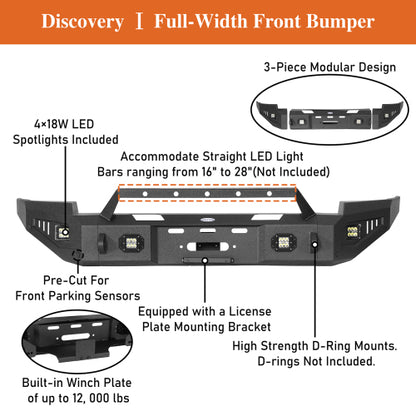 LandShaker Chevy Silverado 1500 Front Bumper w/ Winch Plate & LED Spotlights for 2014-2015 Chevy Silverado 1500 lsg9028 12