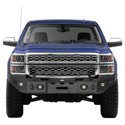 LandShaker Chevy Silverado 1500 Front Bumper w/ Winch Plate & LED Spotlights for 2014-2015 Chevy Silverado 1500 lsg9028 2