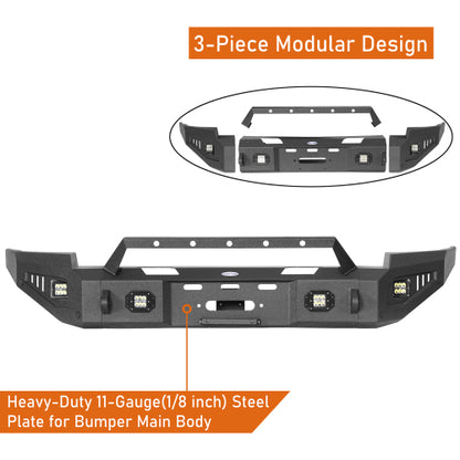 LandShaker Chevy Silverado 1500 Front Bumper w/ Winch Plate & LED Spotlights for 2014-2015 Chevy Silverado 1500 lsg9028 9