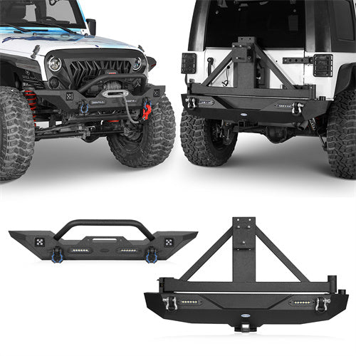 Different Trail Mid Width Front Bumper & Rear Bumper Combo(07-23 Jeep Wrangler JK)-LandShaker