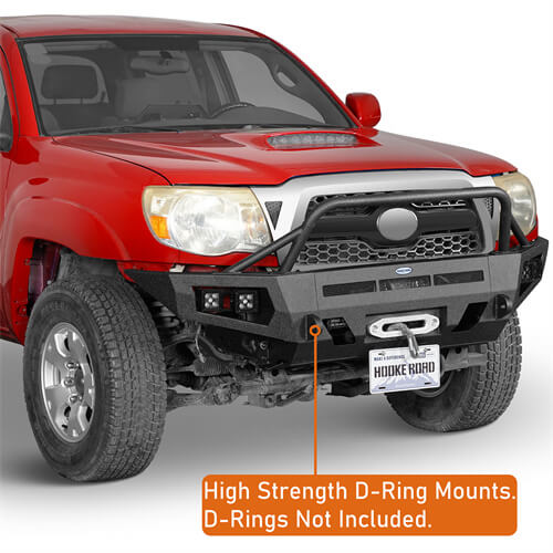 Earthshaker Front Bumper w/ Winch Plate & 4 LED Spot Lights For 2005-2011 Toyota Tacoma - Ultralisk4x4 -lsg4030s-6