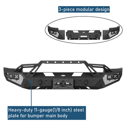 Earthshaker Series Front Bumper w/ Winch Plate & LED Spotlights For 2014-2015 Chevy Silverado 1500 - LandShaker4x4