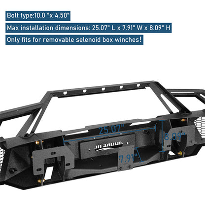 Earthshaker Series Front Bumper w/ Winch Plate & LED Spotlights For 2014-2015 Chevy Silverado 1500 - LandShaker4x4