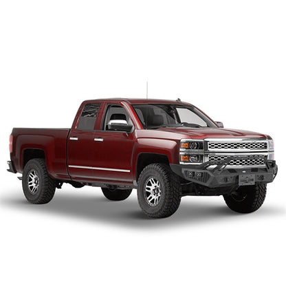 Earthshaker Series Front Bumper w/ Winch Plate & LED Spotlights For 2014-2015 Chevy Silverado 1500 - LandShaker4x4