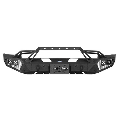 Earthshaker Series Front Bumper w/ Winch Plate & LED Spotlights For 2014-2015 Chevy Silverado 1500 - LandShaker4x4