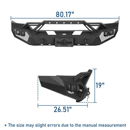 Earthshaker Series Front Bumper w/ Winch Plate & 4 × LED Lights For 2016-2018 Chevy Silverado 1500 - LandShaker4x4