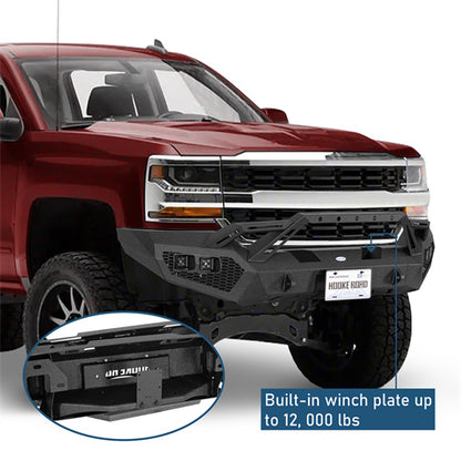 Earthshaker Series Front Bumper w/ Winch Plate & 4 × LED Lights For 2016-2018 Chevy Silverado 1500 - LandShaker4x4