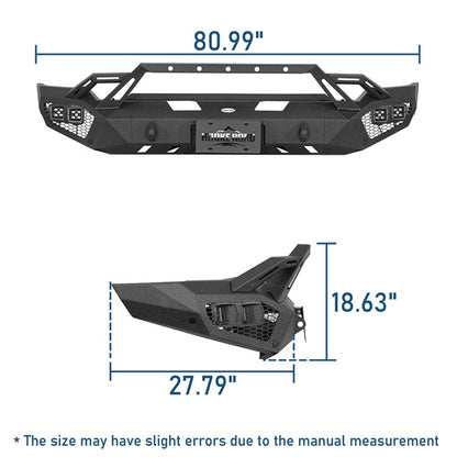 Earthshaker Series Front Bumper w/ Winch Plate & 4 × LED Lights For 2020-2023 GMC Sierra 2500HD/3500HD - LandShaker4x4