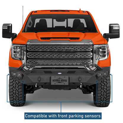 Earthshaker Series Front Bumper w/ Winch Plate & 4 × LED Lights For 2020-2023 GMC Sierra 2500HD/3500HD - LandShaker4x4