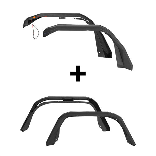 Flat Front & Rear Flat Rear Fender Flares For 2020-2024 Jeep Gladiator JT - LandShaker4x4