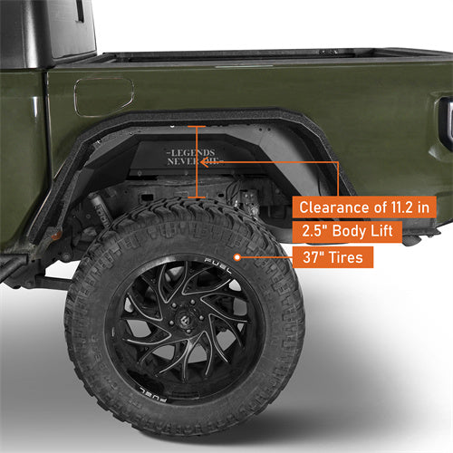 LandShaker Flat Rear Fender Flares for 2020-2023 Jeep Gladiator JT lsg7016s 9