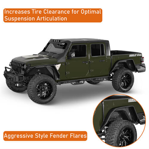 Flux Tube Fender Flares For 2020-2024 Jeep Gladiator JT - LandShaker-lsg7021-6