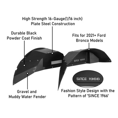 LandShaker 2021-2023 Ford Bronco Rear Inner Fender Liners, Excluding Raptor lsg8915s  12