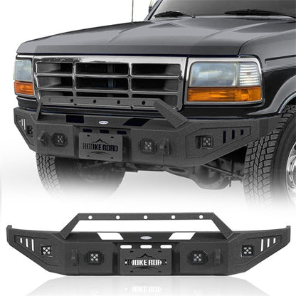 Aftermarket Front Bumper w/ LED Spotlights For 1992-1996 Ford Bronco F-150 F-250 F-350 - LandShaker4x4