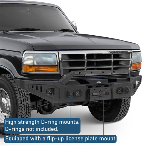 Aftermarket Front Bumper w/ LED Spotlights For 1992-1996 Ford Bronco F-150 F-250 F-350 - LandShaker4x4