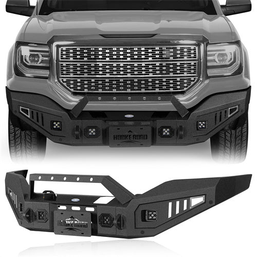 Full-width Front Bumper w/ LED Spotlights For 2016-2018 GMC Sierra 1500 - LandShaker4x4