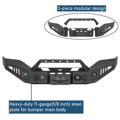 Full-width Front Bumper w/ LED Spotlights For 2016-2018 GMC Sierra 1500 - LandShaker4x4