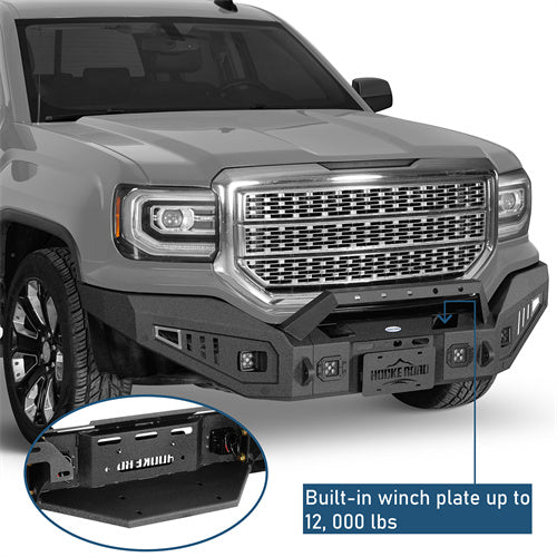 Full-width Front Bumper w/ LED Spotlights For 2016-2018 GMC Sierra 1500 - LandShaker4x4