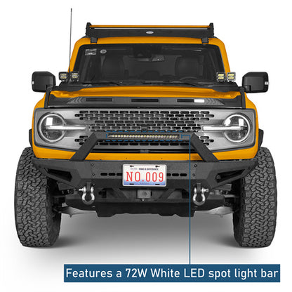 Off-Road Front Bumper w/ LED Spotlight For 2021-2025 Ford Bronco (Excluding Raptor) - LandShaker4x4