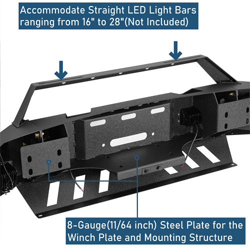 Full-Width Front Bumper w/ Winch Plate & LED Spotlights (10-18 Ram 2500) - LandShaker