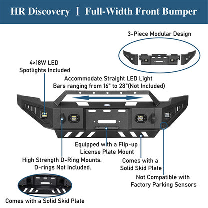 Full-Width Front Bumper w/ Winch Plate & LED Spotlights (10-18 Ram 2500) - LandShaker