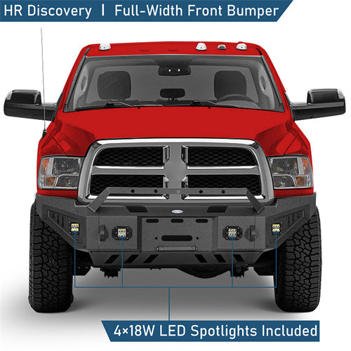 Full-Width Front Bumper w/ Winch Plate & LED Spotlights (10-18 Ram 2500) - LandShaker