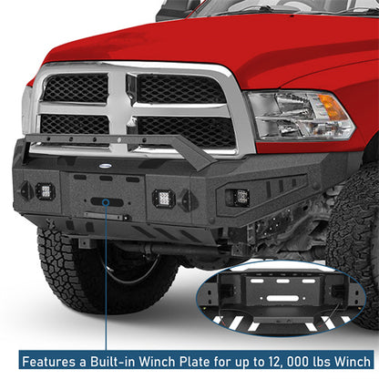 Full-Width Front Bumper w/ Winch Plate & LED Spotlights (10-18 Ram 2500) - LandShaker